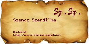 Szencz Szeréna névjegykártya